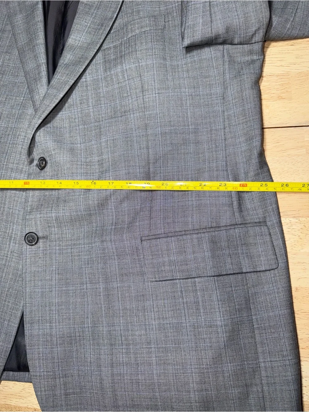 Jos. A. Bank Wool Gray Blue Plaid Two Button Mens Blazer 50R Sport Coat